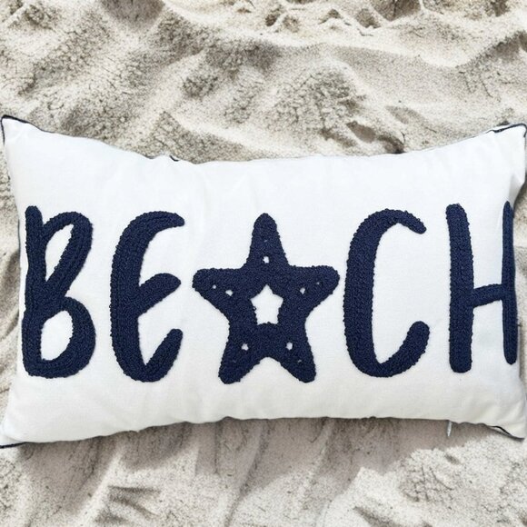Lumbar Beach Pillow Cover Nautical Coastal Decor Cottage Decorative Accent Case - Picture 2 of 6
